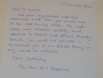 Satisfaction letter